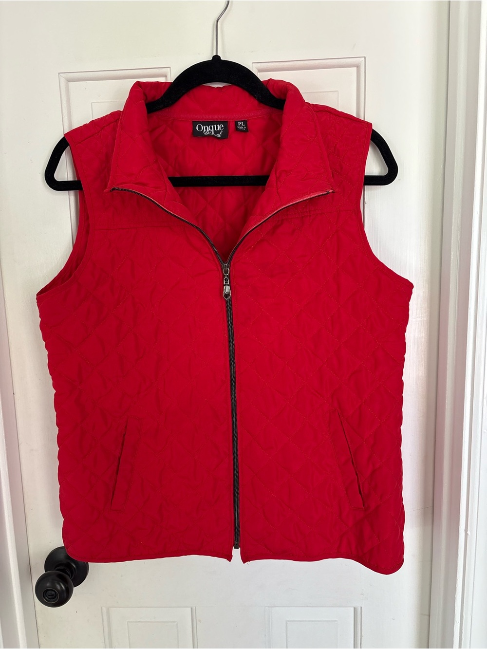 Onque Casuals Quilted Red Zip-Front Sleeveless Vest
